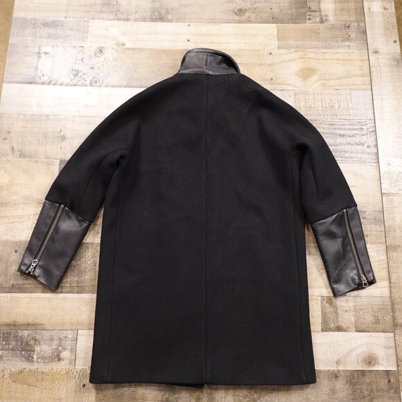 Madewell Wool & Leather Moto Coat Women’s 8 Black Modern Minimalist - Picture 10 of 14